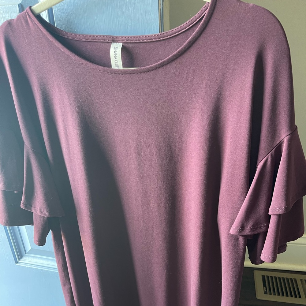 ZENANA plum ruffle blouse